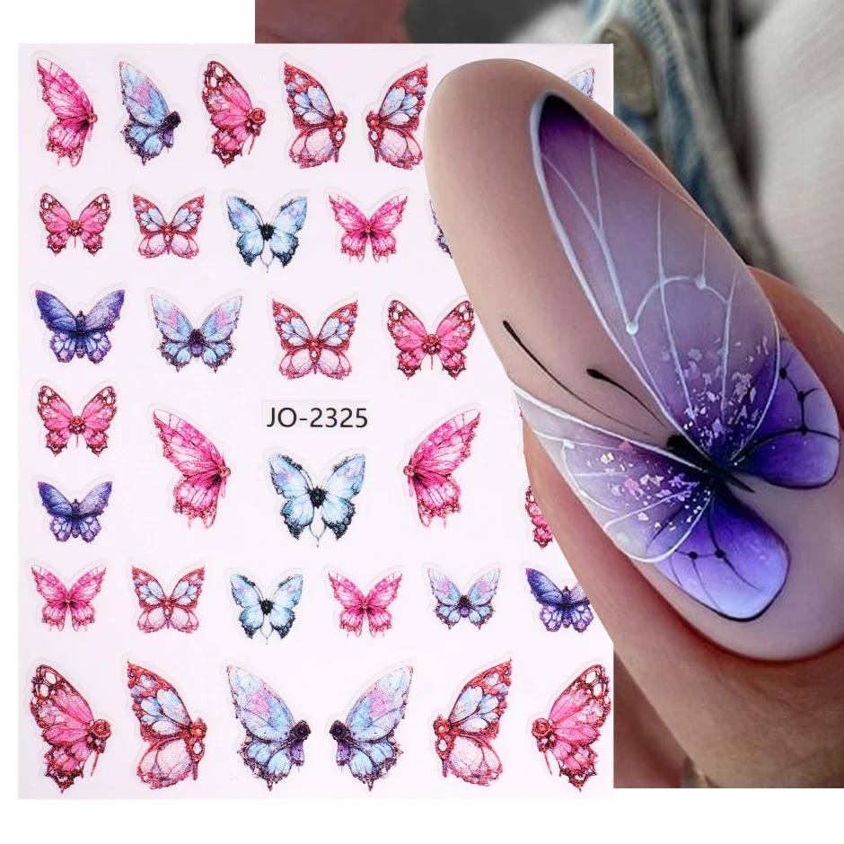 

3D реалистичные бабочки маникюрные наклейки розовые синие Красочные бабочки крылышки Слайдеры для ногтей татуировки амулеты весенний деко...