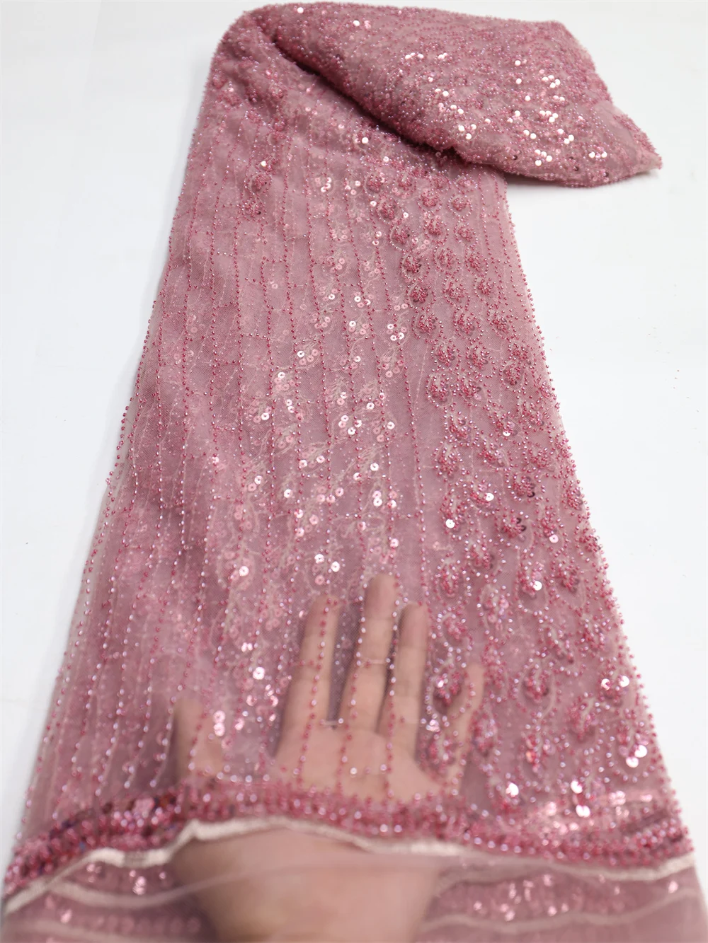 African Beaded Lace Fabric Luxury Nigerian Mesh Lace Fabrics 2022 French Net Lace Fabric With Sequins For Wedding 5 yards LY1536
African Beaded Lace Fabric Luxury Nigerian Mesh Lace Fabrics 2022 French Net Lace Fabric With Sequins For Wedding 5 yards LY1536