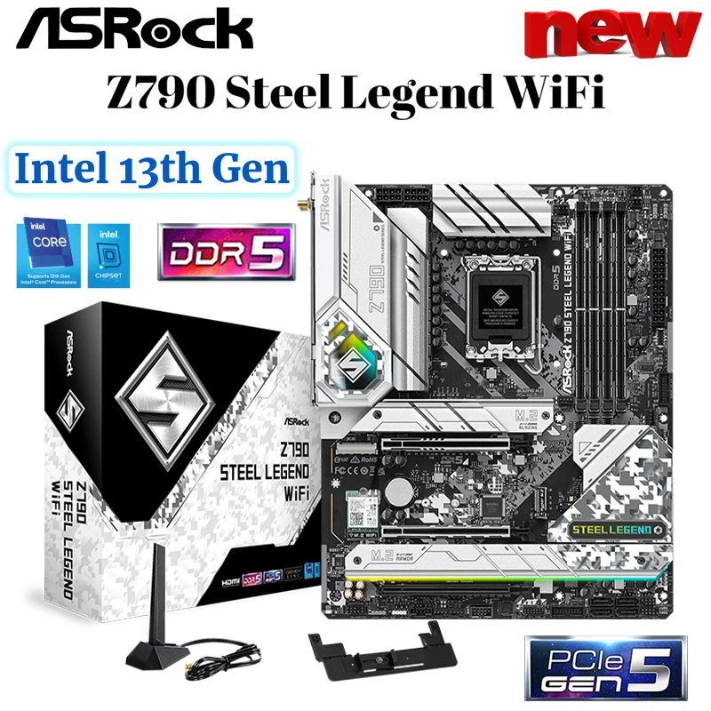 Материнская плата Asrock Z790 Steel Legend WiFi 6E DDR5 поддерживает процессор Intel Core 13-го и 12-го поколения LAG 1700 PCIe 5,0 M.2 ATX материнская плата
Материнская плата Asrock Z790 Steel Legend WiFi 6E DDR5 поддерживает процессор Intel Core 13-го и 12-го поколения LAG 1700 PCIe 5,0 M.2 ATX материнская плата