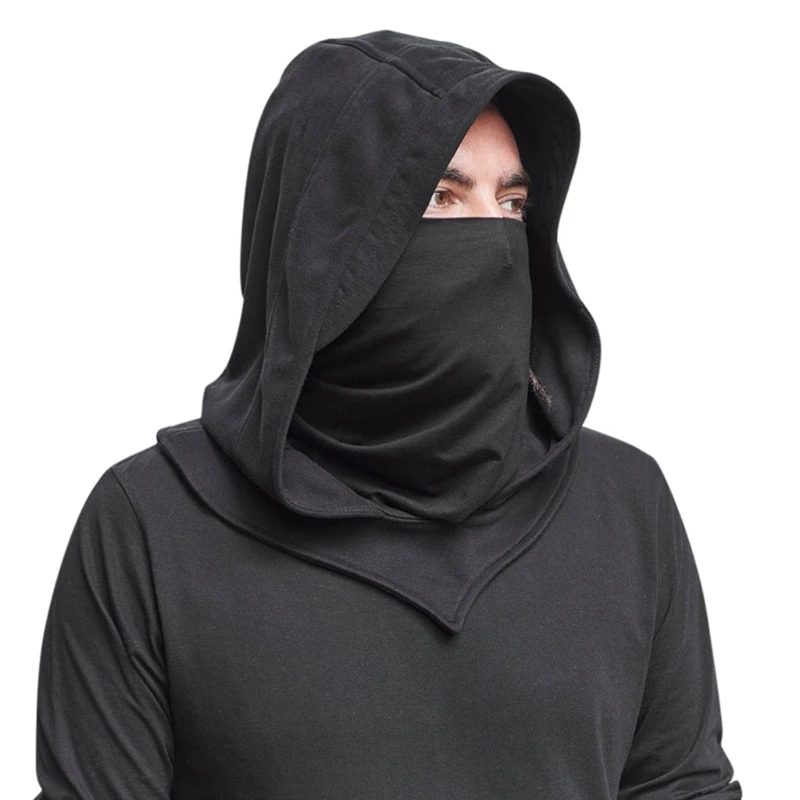 

Hooded Balaclava Face Mask Men Medieval Hat With Veil Hooded Hat Scarf Windproof Balaclava Anti droplet Face Cover T8DE