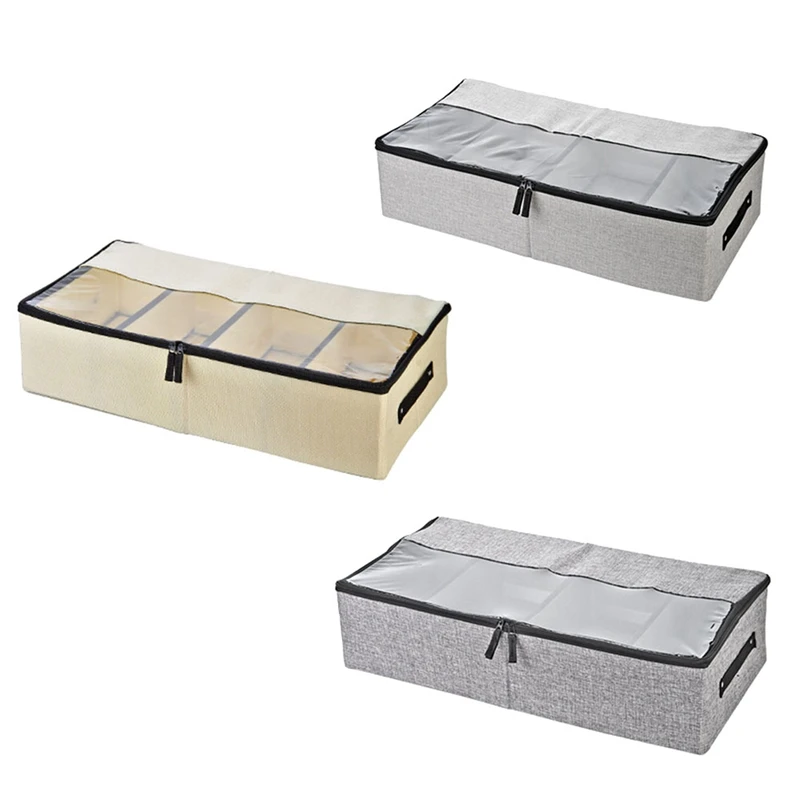 Under Bed Storage Bins Containers Large Foldable Shoe Storage Organizers With Clear Lid, 2-Way Zippers
Under Bed Storage Bins Containers Large Foldable Shoe Storage Organizers With Clear Lid, 2-Way Zippers