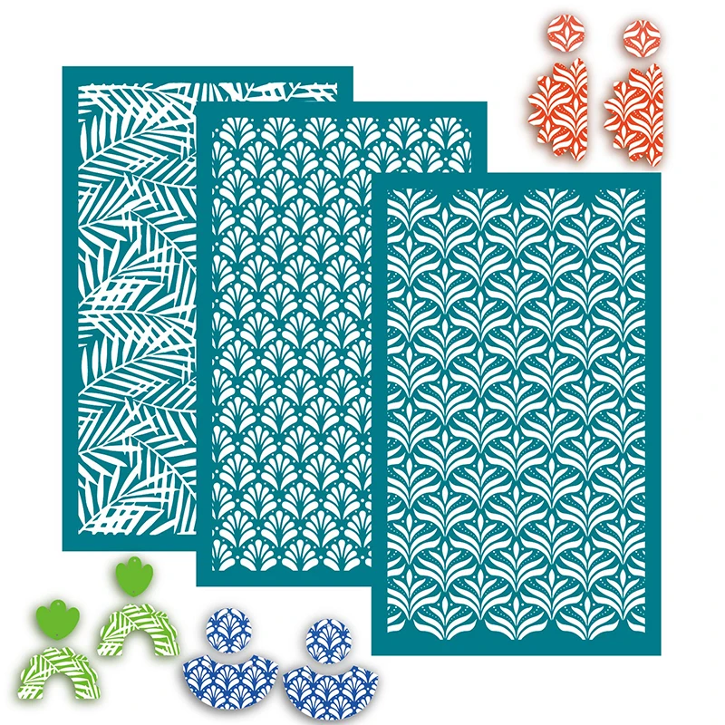 Polymer Clay Silk Screen Stencils Reusable Silkscreen Print Kit for Printing Clay Stamps Jewelry Earrings Decoration Template
Polymer Clay Silk Screen Stencils Reusable Silkscreen Print Kit for Printing Clay Stamps Jewelry Earrings Decoration Template