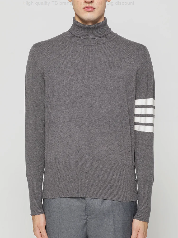 THOM Sweaters Men TB Slim Fit Turtleneck Pullovers Clothing Solid Striped Pure Wool Spring and Autumn 4-bar Striped Casual Coat
THOM Sweaters Men TB Slim Fit Turtleneck Pullovers Clothing Solid Striped Pure Wool Spring and Autumn 4-bar Striped Casual Coat