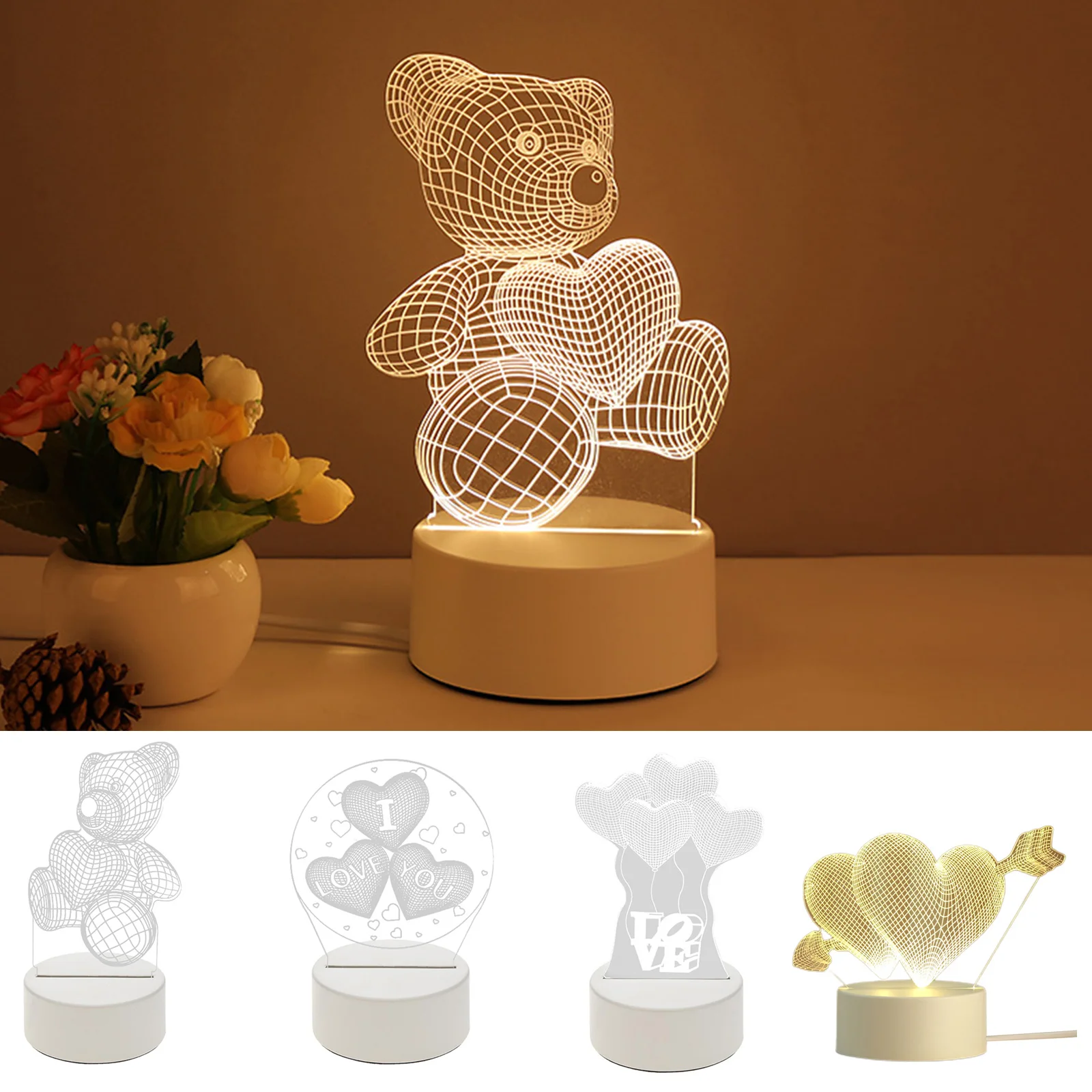 3D Camping Light Romantic Acrylic Plate Bedroom Lamp with Base Table Lamps USB Plug Button Switch for Home Furnishing Decoration
3D Camping Light Romantic Acrylic Plate Bedroom Lamp with Base Table Lamps USB Plug Button Switch for Home Furnishing Decoration