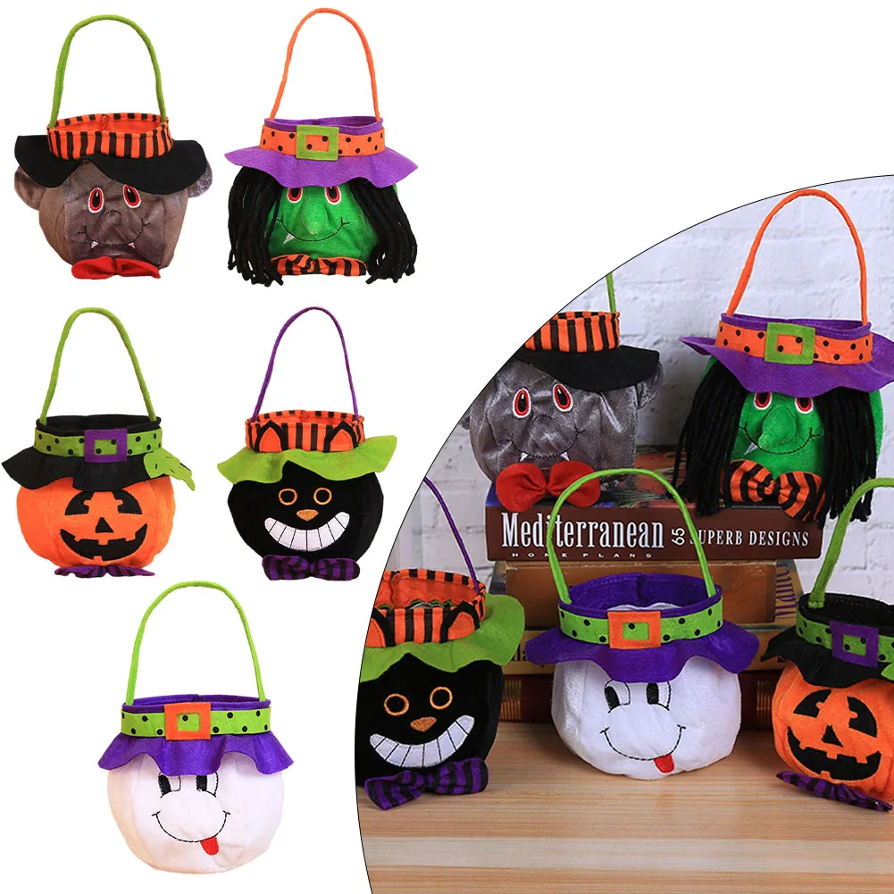 

1pcs Halloween Kids Trick Or Treat Tote Bags Candy Bag Party Sweets Gift Handbag Collecting Snacks For Halloween Parties