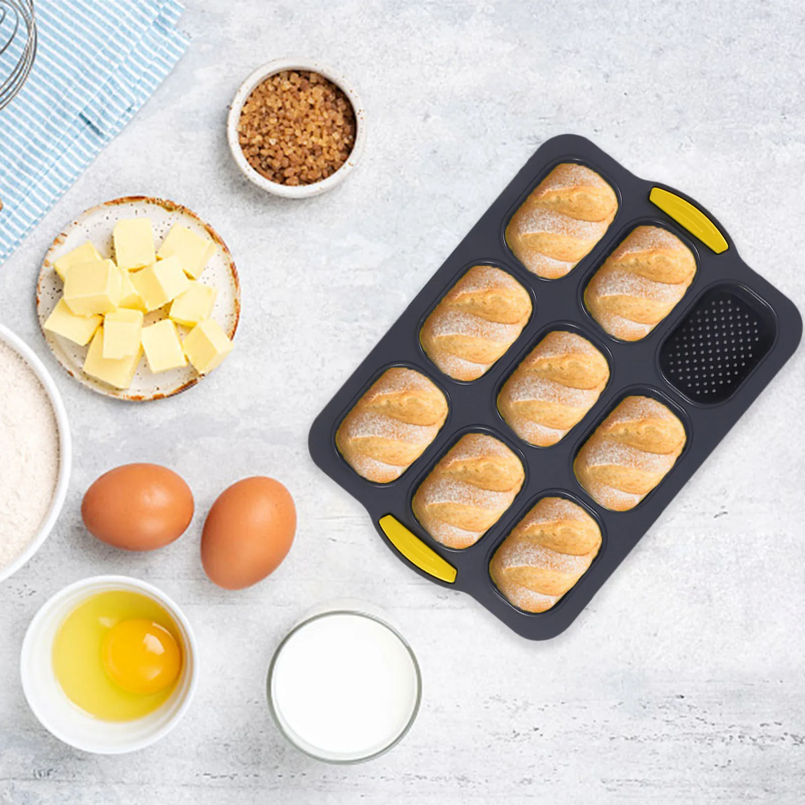 9 Grid Baguettes Pan Nonstick French Bread Mold Silicone Muffin Top Pan Cake Mould Toast Loaf Bake Mold Home DIY Baking Supplies
9 Grid Baguettes Pan Nonstick French Bread Mold Silicone Muffin Top Pan Cake Mould Toast Loaf Bake Mold Home DIY Baking Supplies