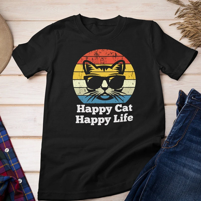 Happy Cat Happy Life Vintage T Shirts Harajuku 90s Retro Pet Lover Graphic Tee Causal Womens Clothing Mom Life Gift Dropshipping
Happy Cat Happy Life Vintage T Shirts Harajuku 90s Retro Pet Lover Graphic Tee Causal Womens Clothing Mom Life Gift Dropshipping
