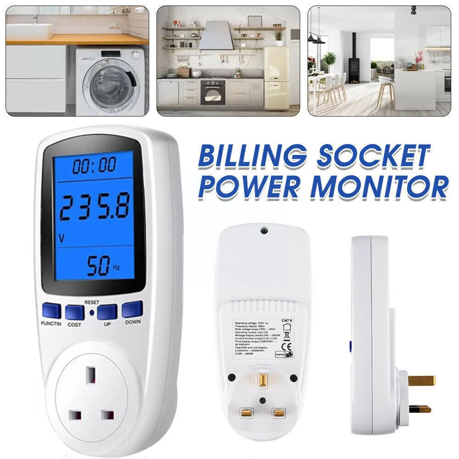 Digital Voltage Wattmeter Power Meter 220V AC Power Plug Kilowatt Meter Wattage Energy consumption Power Electricy EU UK Me O6W0
Digital Voltage Wattmeter Power Meter 220V AC Power Plug Kilowatt Meter Wattage Energy consumption Power Electricy EU UK Me O6W0