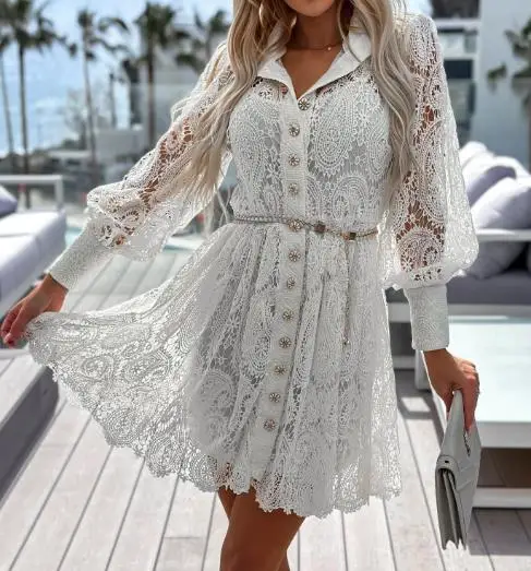 Elegant Women's Dress 2023 Autumn Lace Splicing Tie Waist Commuting Ins Style Long Dress Fashion V-Neck Long-Sleeved Midi Dress
Elegant Women's Dress 2023 Autumn Lace Splicing Tie Waist Commuting Ins Style Long Dress Fashion V-Neck Long-Sleeved Midi Dress