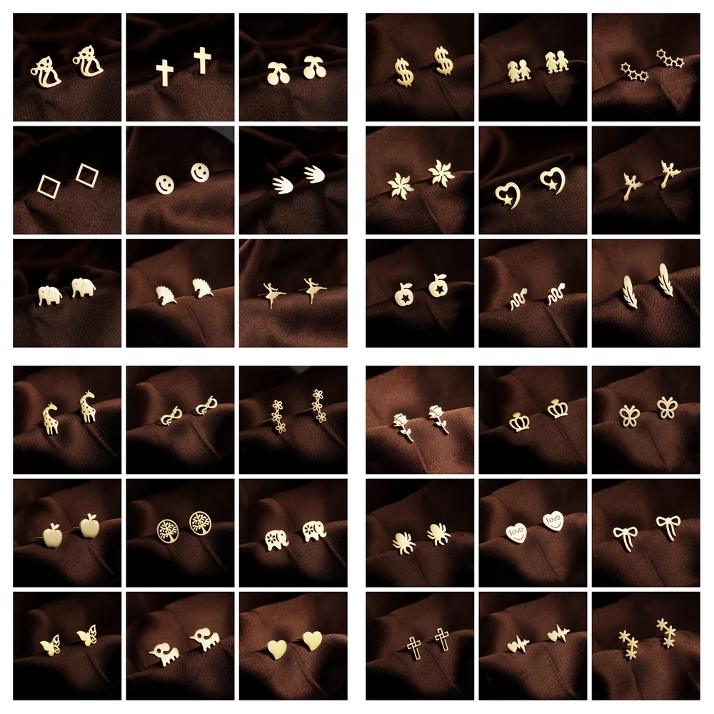 Random Bulk 20Pairs/Lot Stainless Steel Mini Gold Stud Earrings Set for Women Girl Animal Heart Cross Piercing Jewelry Wholesale
Random Bulk 20Pairs/Lot Stainless Steel Mini Gold Stud Earrings Set for Women Girl Animal Heart Cross Piercing Jewelry Wholesale