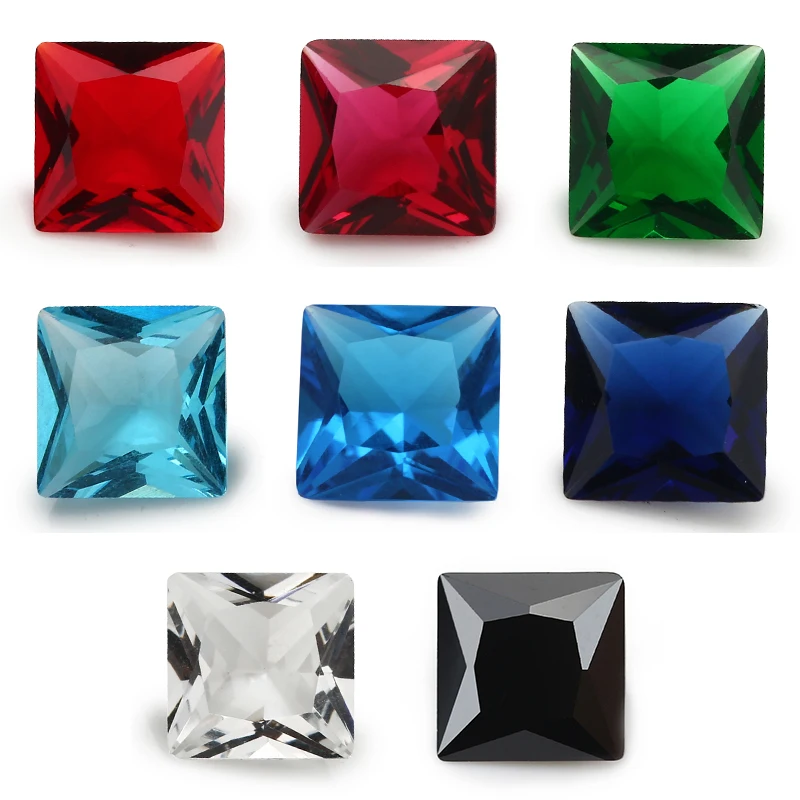 Size2x2~12x12mm Princess Cut Loose Glass Stone Sea Blue Rose Red Green White Black Garnet Color Synthetic Gems Beads For Jewelry
Size2x2~12x12mm Princess Cut Loose Glass Stone Sea Blue Rose Red Green White Black Garnet Color Synthetic Gems Beads For Jewelry