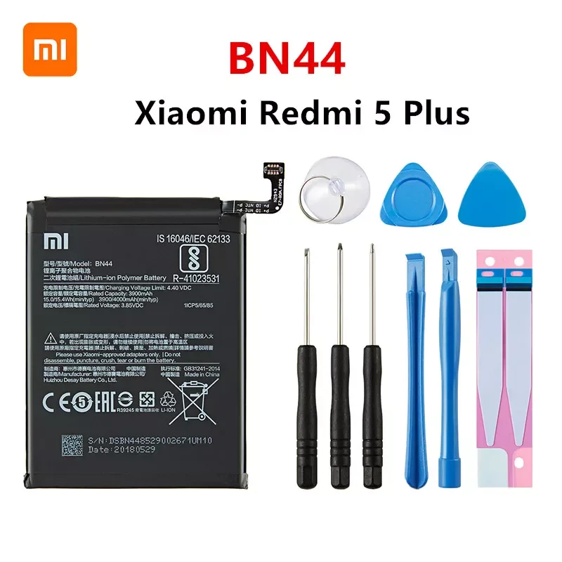 100% Оригинальный аккумулятор BN44 4000 мАч для Xiaomi Redmi 5 Plus BN44 высококачественные сменные батареи для телефона + Инструменты
100% Оригинальный аккумулятор BN44 4000 мАч для Xiaomi Redmi 5 Plus BN44 высококачественные сменные батареи для телефона + Инструменты
