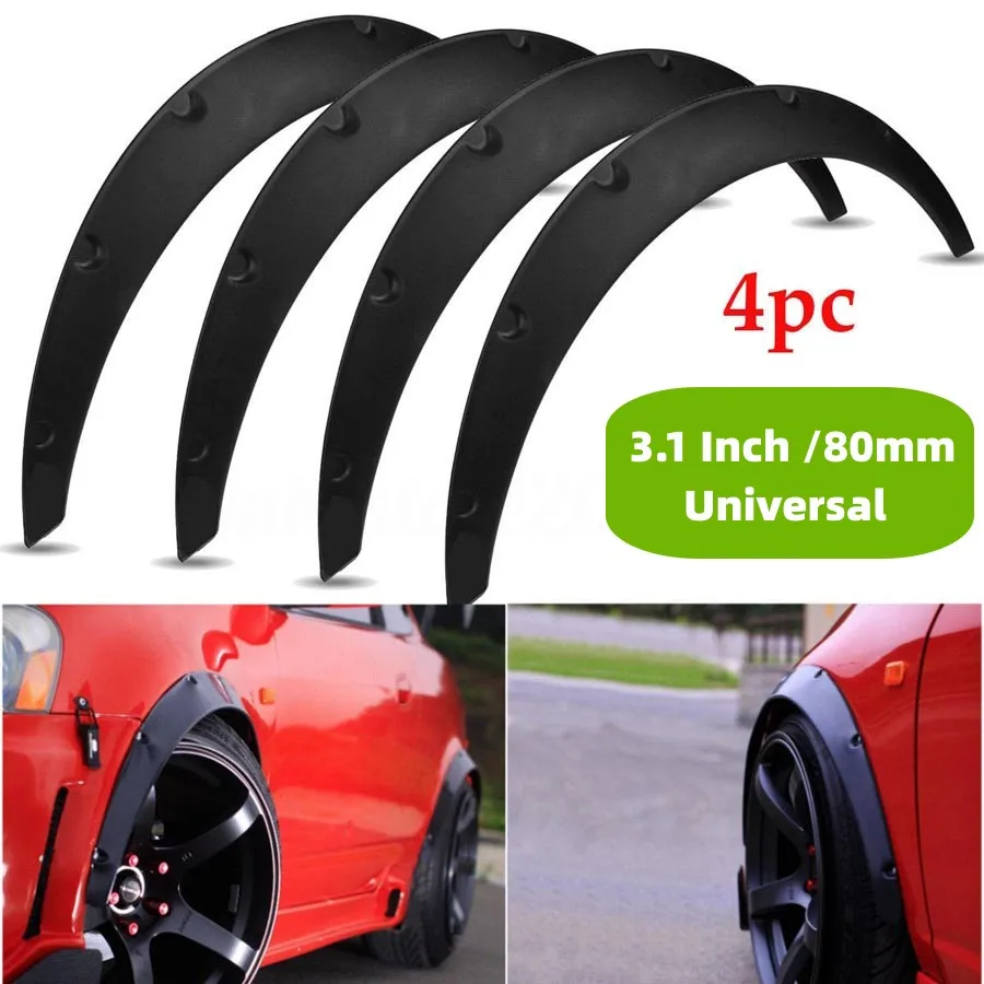 4Pcs 3.1"/80mm Universal Flexible Car Fender Flares Extra Wide Body Wheel Arches
4Pcs 3.1"/80mm Universal Flexible Car Fender Flares Extra Wide Body Wheel Arches