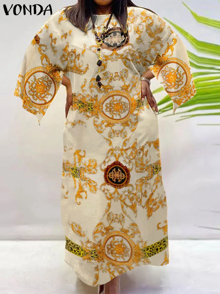 VONDA 2022 Women Vintage Printed Dress Bohemian 3/4 Sleeve Holiday Dress Loose Long Robe Casual Loose Long Vestidos Oversized 6#
VONDA 2022 Women Vintage Printed Dress Bohemian 3/4 Sleeve Holiday Dress Loose Long Robe Casual Loose Long Vestidos Oversized 6#