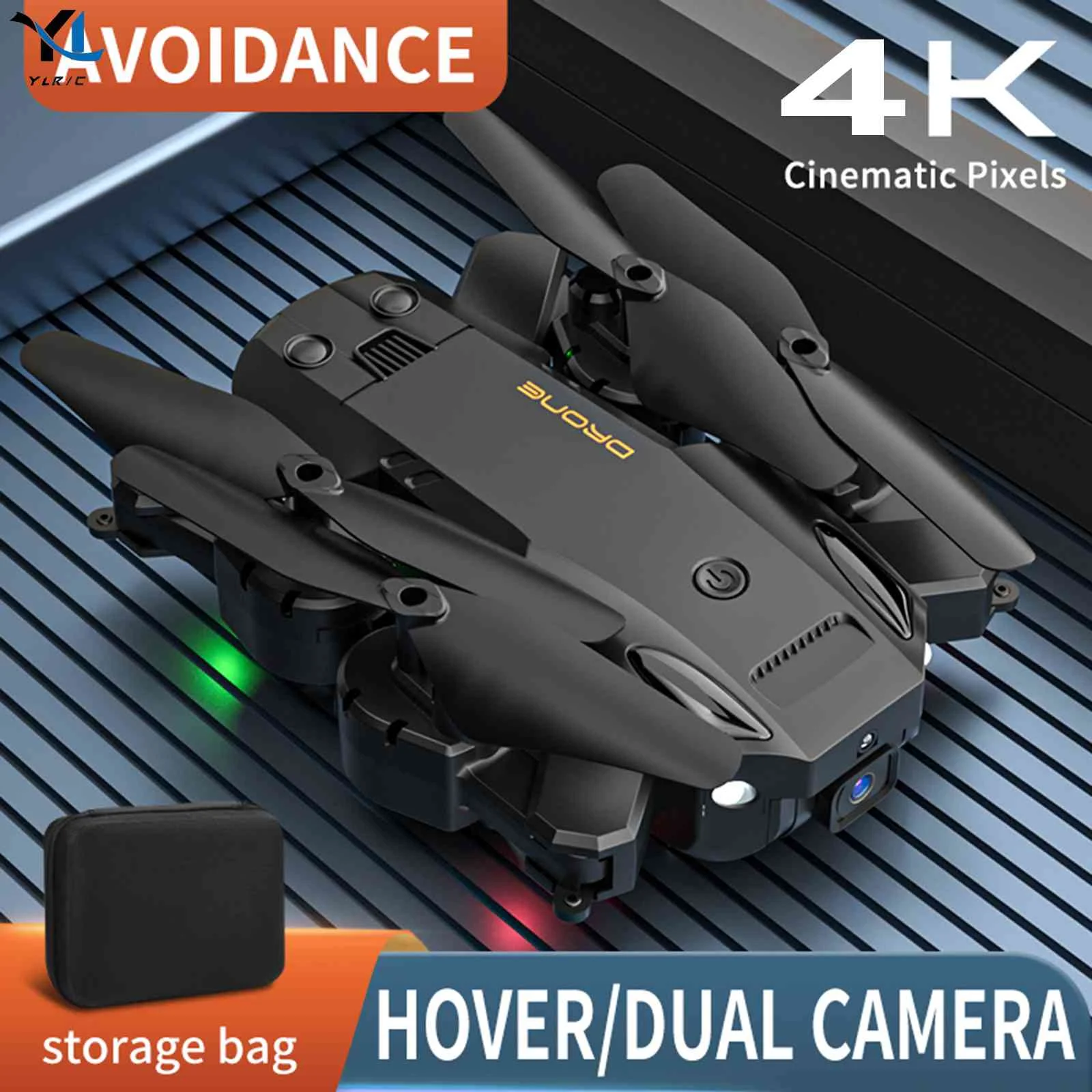 

4K HD Camera Foldable RC Quadcopter Headless Mode 2.4GHz 4CH Remote Control Drone Altitude Hold 6-axis Gyroscope with LED Lights