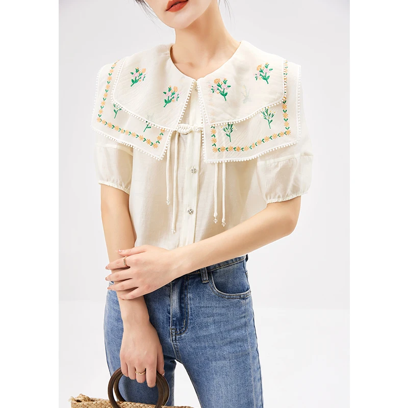 Designer Fashion 2022 Summer Women Tops Vintage Women Shirts Blouses Thin Double-layer Embroidery Floral Puff Sleeve
Designer Fashion 2022 Summer Women Tops Vintage Women Shirts Blouses Thin Double-layer Embroidery Floral Puff Sleeve