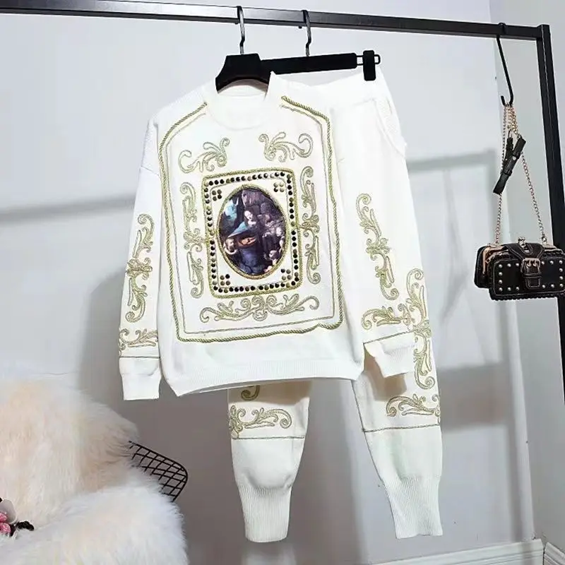 Oil Painting Harem Pants Fashionable Stylish Suit Pants Autumn Temperament Twinset Embroidery Suits, Couple Suit Two Piece Set
Oil Painting Harem Pants Fashionable Stylish Suit Pants Autumn Temperament Twinset Embroidery Suits, Couple Suit Two Piece Set