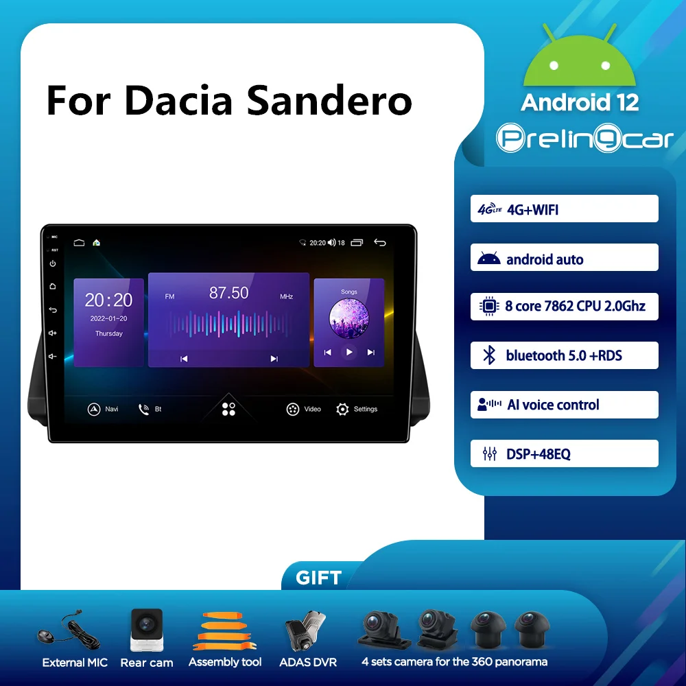 Prelingcar Android 12.0 For Dacia Sandero Car Radio Multimedia Video Player GPS DTS Navigation 8 Core Carplay 4G+64G 6G+128G
Prelingcar Android 12.0 For Dacia Sandero Car Radio Multimedia Video Player GPS DTS Navigation 8 Core Carplay 4G+64G 6G+128G