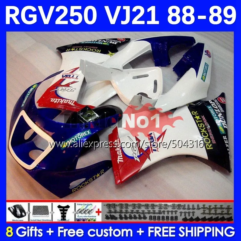 Body Kit For SUZUKI SAPC VJ21 RGV250 RGVT250 VJ 21 88-89 40MC.43 RGV-250 RGV 250 RGVT-250 88 89 1988 1989 Fairings blue white
Body Kit For SUZUKI SAPC VJ21 RGV250 RGVT250 VJ 21 88-89 40MC.43 RGV-250 RGV 250 RGVT-250 88 89 1988 1989 Fairings blue white