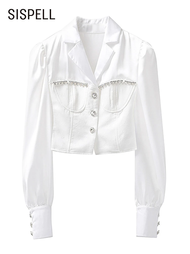 SISPELL Patchwork Diamonds Shirt For Women Lapel Long Sleeve Solid Minimalist Button Through Blouse Female Korean Fashion Style
SISPELL Patchwork Diamonds Shirt For Women Lapel Long Sleeve Solid Minimalist Button Through Blouse Female Korean Fashion Style