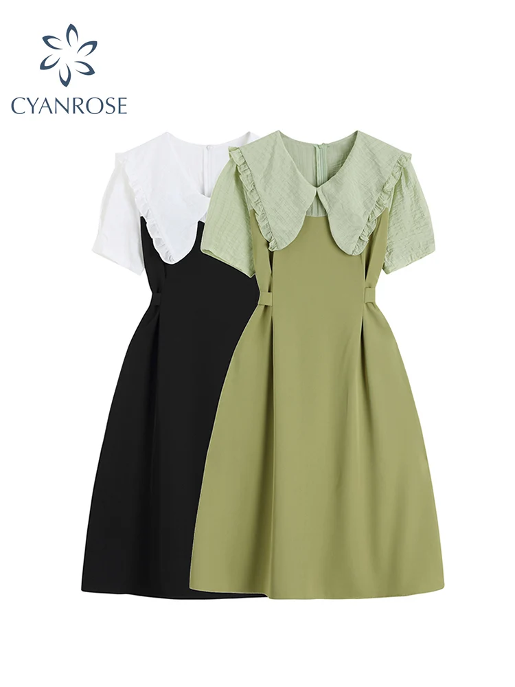 Vintage Patchwork Peter Pan Collar Women Dress Puff Sleeve Korean Tunic Dresses A-line High Waist Vestidos Office Ladies Frocks
Vintage Patchwork Peter Pan Collar Women Dress Puff Sleeve Korean Tunic Dresses A-line High Waist Vestidos Office Ladies Frocks