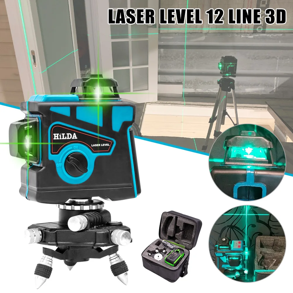 Laser Level 12 Lines 3D Self-Leveling 360 Horizontal Vertical Cross Super Powerful Green Laser Beam Line with Base Horizontal
Laser Level 12 Lines 3D Self-Leveling 360 Horizontal Vertical Cross Super Powerful Green Laser Beam Line with Base Horizontal