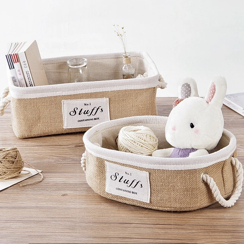 Jute Cotton Desktop Storage Basket Foldable Sundry Toy Storage Box Cosmetic Office Stationery Organizer Handle Closet Organiser
Jute Cotton Desktop Storage Basket Foldable Sundry Toy Storage Box Cosmetic Office Stationery Organizer Handle Closet Organiser