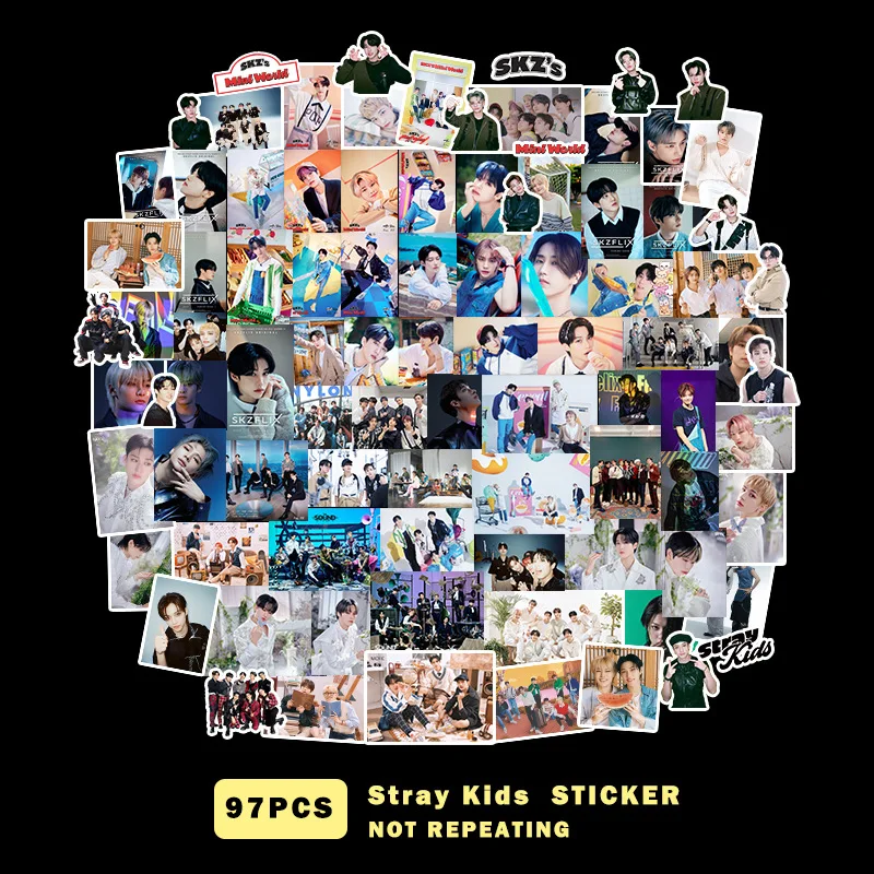 

KPOP 97Pcs/Set Stray Kids 2023 Kpop Stickers New Album High Quality HD Photo Cards Character Stickers Decor Stationery Fans Gift