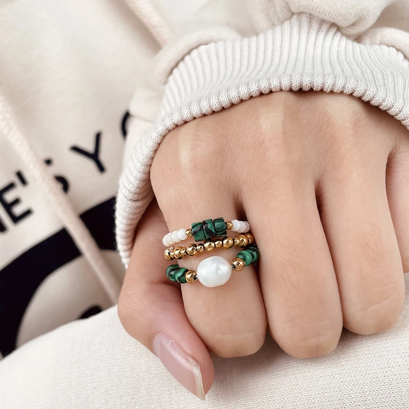 2022 Handmade Bohemian Natural Stone with Big Pearl Rings for Women Simple Stretch Adjustable Beads Weeding Party Birthday Gifts
2022 Handmade Bohemian Natural Stone with Big Pearl Rings for Women Simple Stretch Adjustable Beads Weeding Party Birthday Gifts