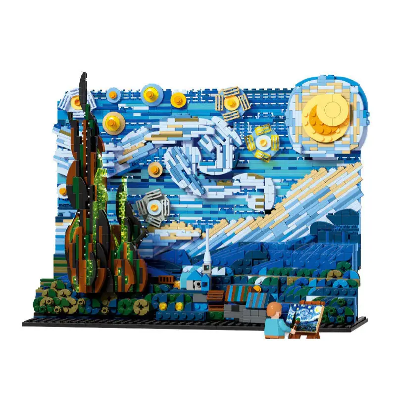 

NEW 21333 Famous Painting Vincent Van Gogh Starry Night Building Blocks 1830PCS Assemble Bricks Educational Toys For Kids Boy