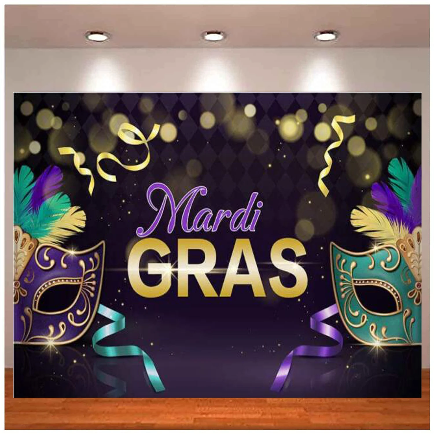 Mardi Gras Party Background Purple Gold Green Ribbon Masquerade Mask Dance Prom Ball Decor Bokeh Photography Backdrop Banner
Mardi Gras Party Background Purple Gold Green Ribbon Masquerade Mask Dance Prom Ball Decor Bokeh Photography Backdrop Banner