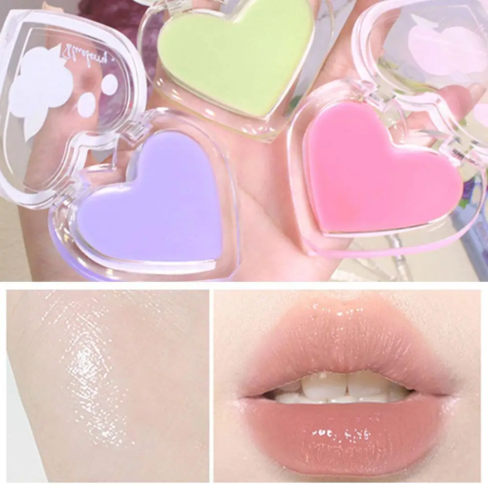 

Heart Shaped Lip Balm Fruit Essence Jelly Lip Mask Moisturizing Hydrating Lips Balm Mirror Jelly Lip Gloss Crystal Lip Glaze 3g