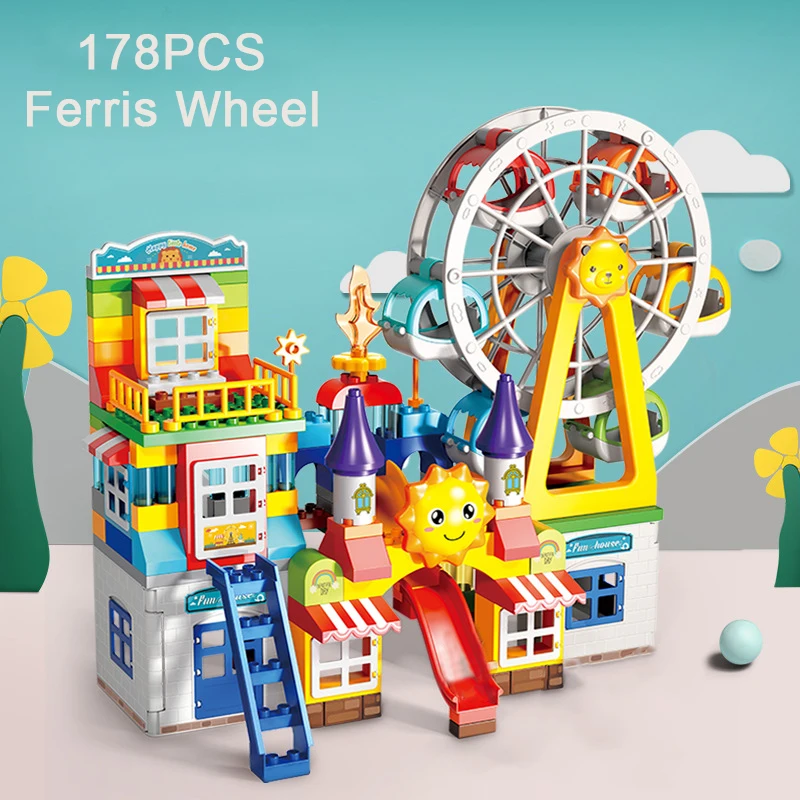 178Pcs Big Size Building Blocks City House Slide Ferris Wheel DIY Creative Bricks Marble Race Run Educational Toys For Children
178Pcs Big Size Building Blocks City House Slide Ferris Wheel DIY Creative Bricks Marble Race Run Educational Toys For Children