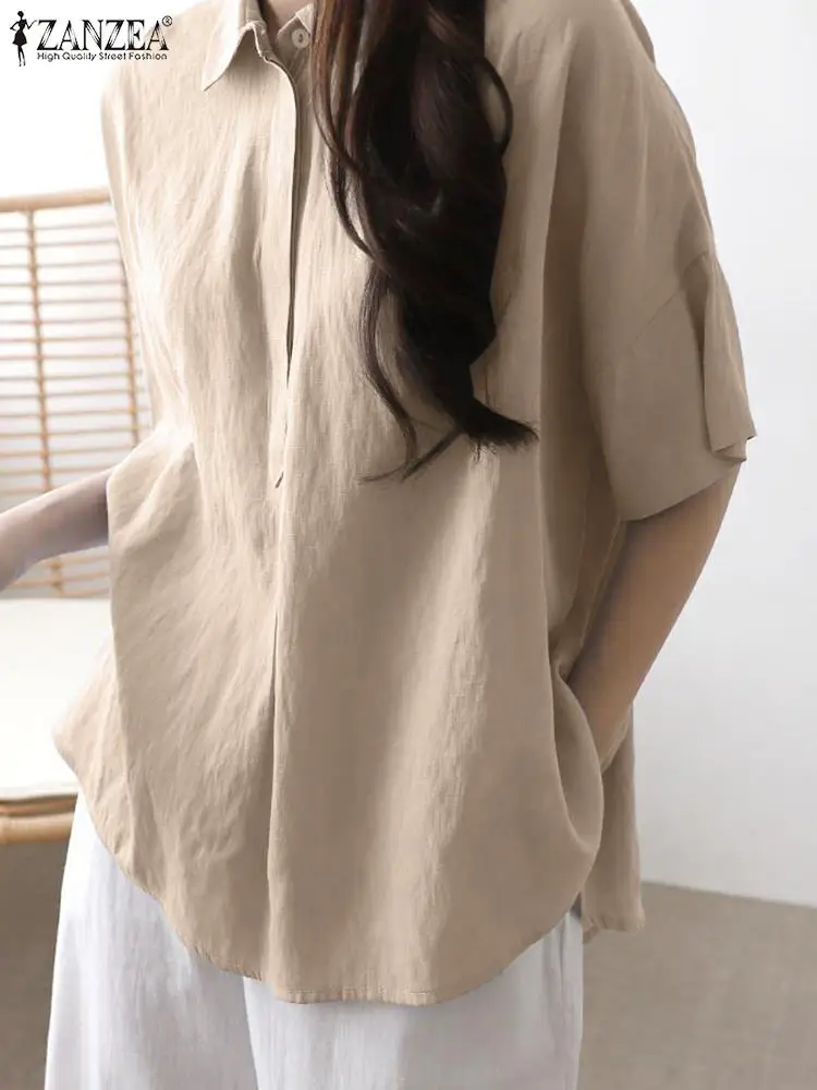 ZANZEA Fashion Women Lapel Neck Half Sleeve Shirt Summer Casual Loose Blouse Solid Femininas Oversize Tops Tunic OL Work Blusas
ZANZEA Fashion Women Lapel Neck Half Sleeve Shirt Summer Casual Loose Blouse Solid Femininas Oversize Tops Tunic OL Work Blusas