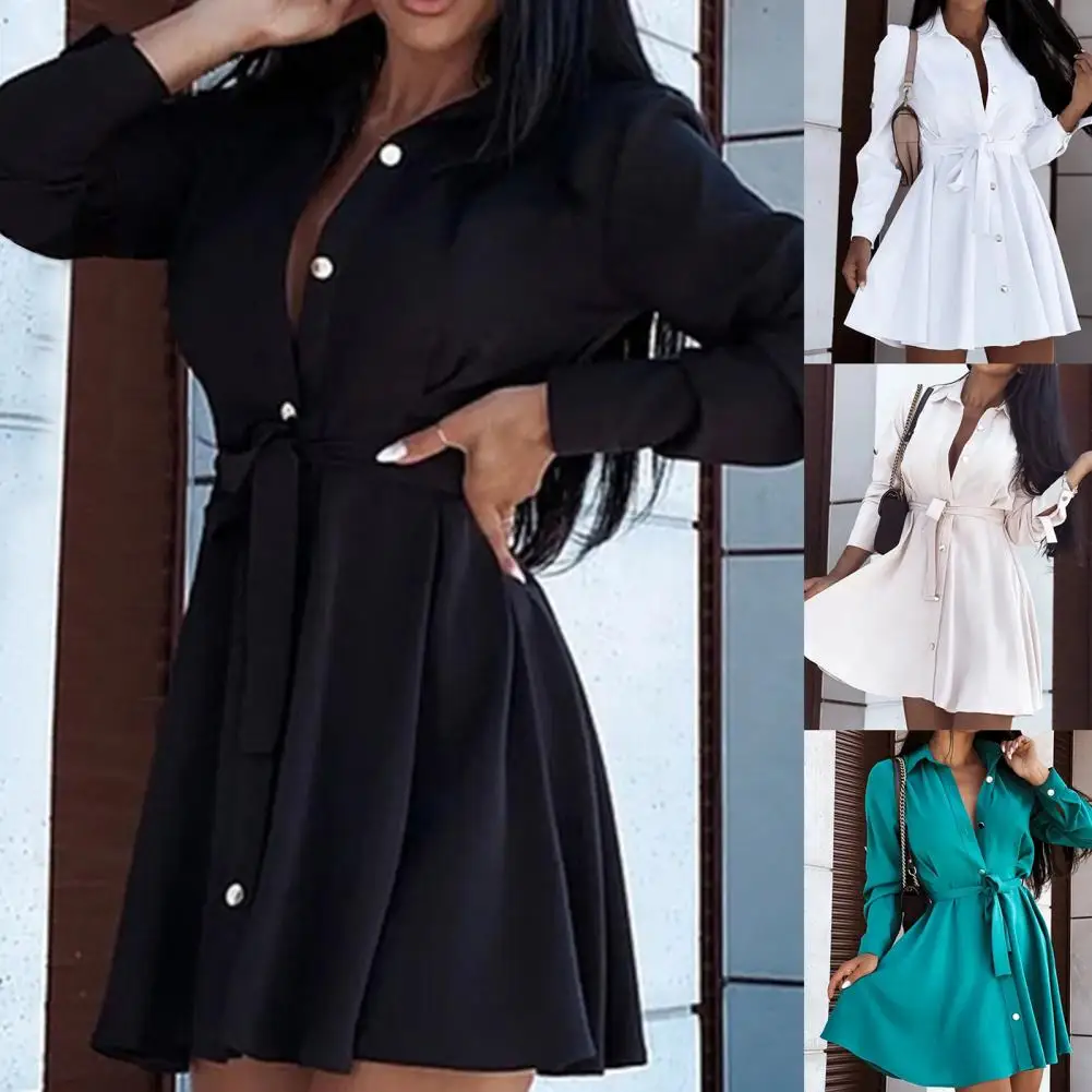 Trendy Office Dress High Waist Soft Fabric Single Breasted Women Shirt Dress Breathable Shirt Dress for Vacation
Trendy Office Dress High Waist Soft Fabric Single Breasted Women Shirt Dress Breathable Shirt Dress for Vacation