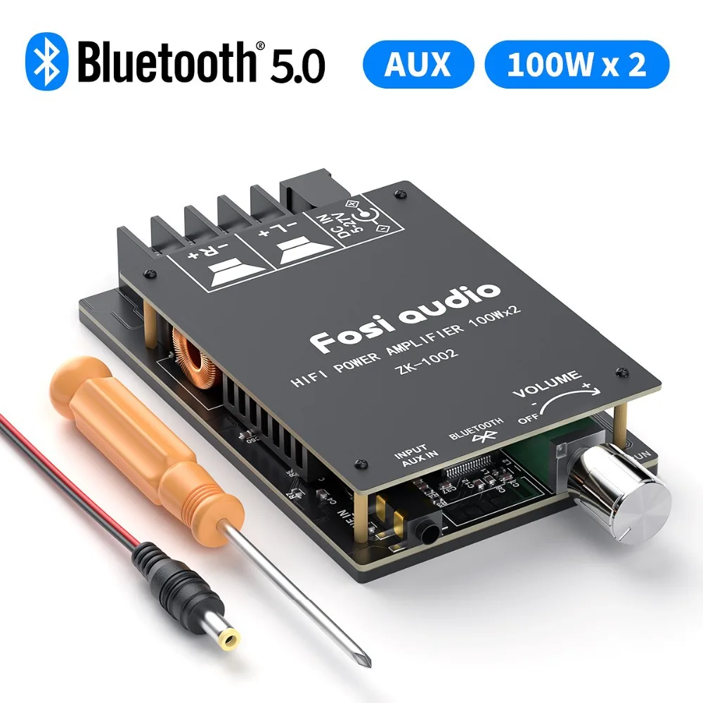 

Fosi Audio ZK-1002 Amplifier Version HIFI Bluetooth 5.0 Ch 2.0 MINI Amp TPA3116D2 100W * 2 Suitable for 4-8 Ω Passive Speakers
