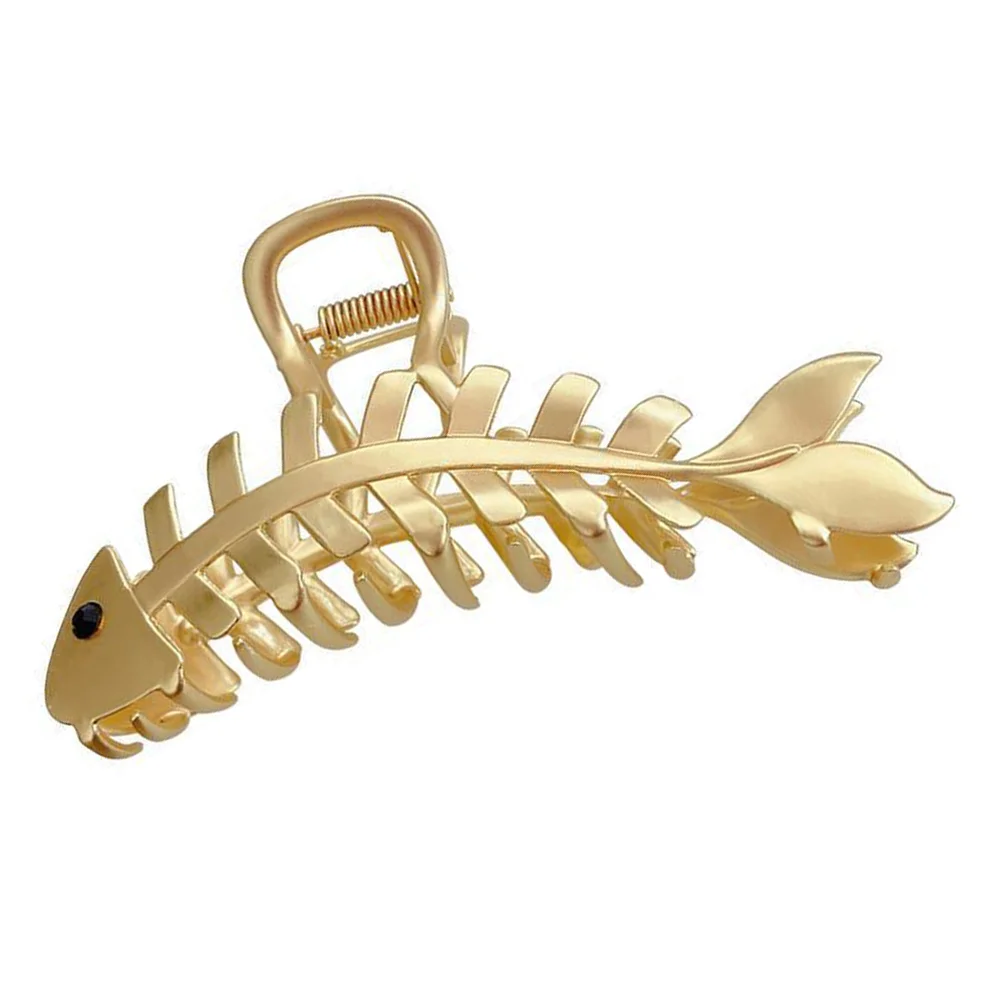 

Fishbone Hairpin Pearl Claw Clip Holder Alloy Clasp Clamp Large Gold Plating Ponytail Big Bride Shark Toothed