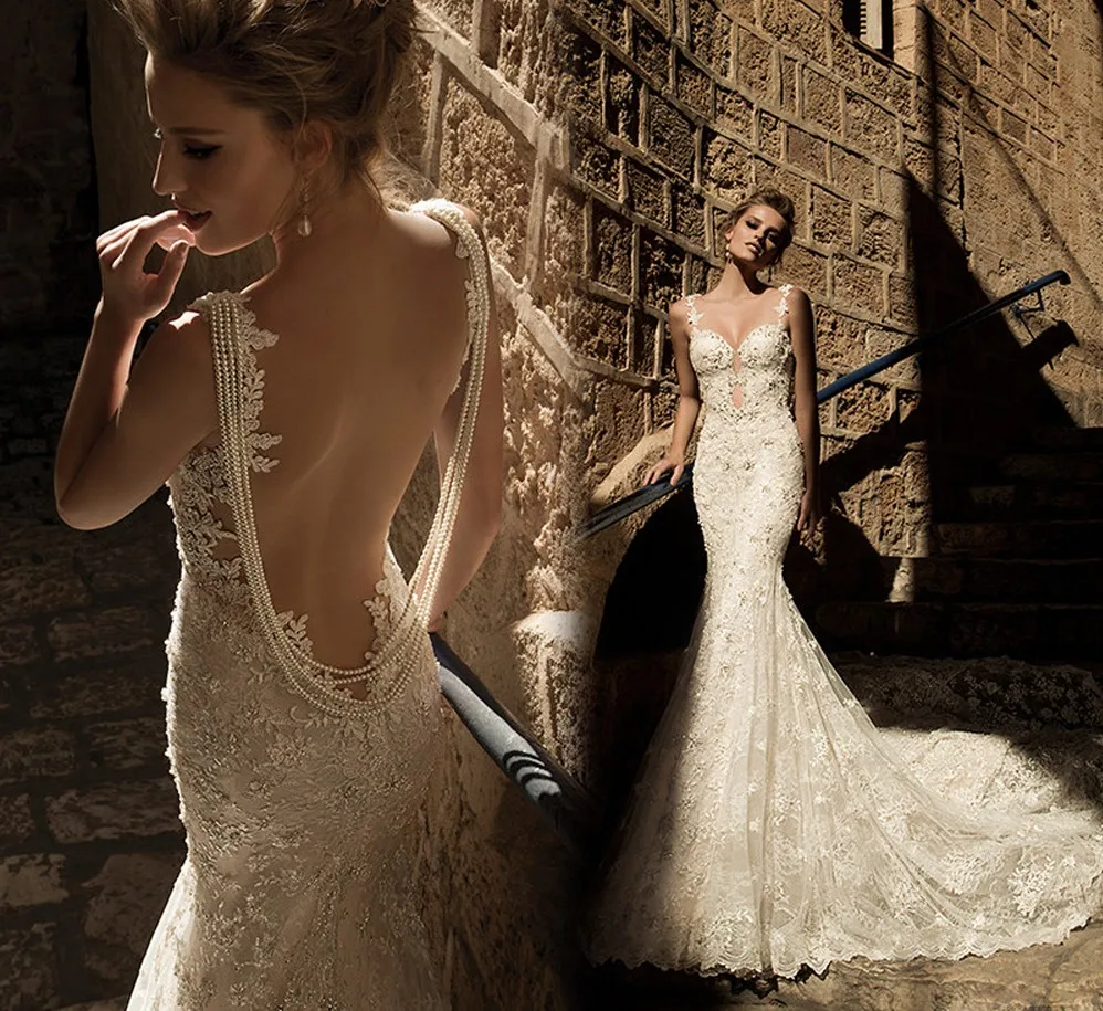 Customize Made Beads Backless Mermaid Wedding Dress Illusion Back Spaghetti Straps Bride Gowns Vestidos De Noiva Robe Mariee
Customize Made Beads Backless Mermaid Wedding Dress Illusion Back Spaghetti Straps Bride Gowns Vestidos De Noiva Robe Mariee