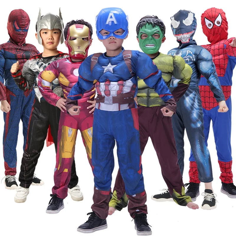 

Детский костюм для представлений на Хэллоуин, косплей-костюм Мстителей, Капитана Америка, Железного человека, Человека-паука, Тора, кавайны...