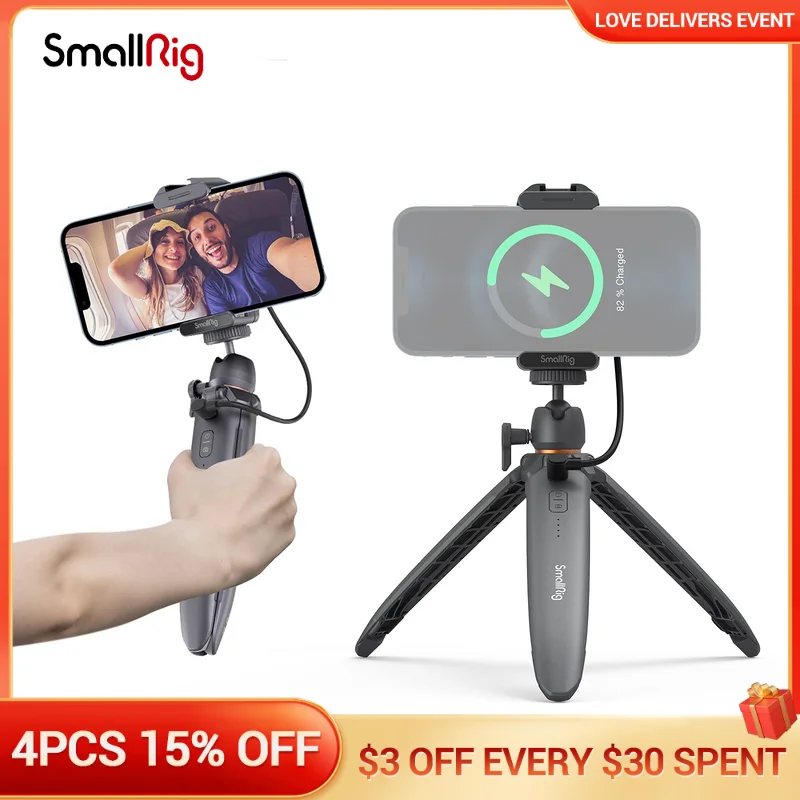 

SmallRig Universal Charging Tripod with Wireless Charging Holder Wireless Control Video Shooting for Smartphone Vlog 3108