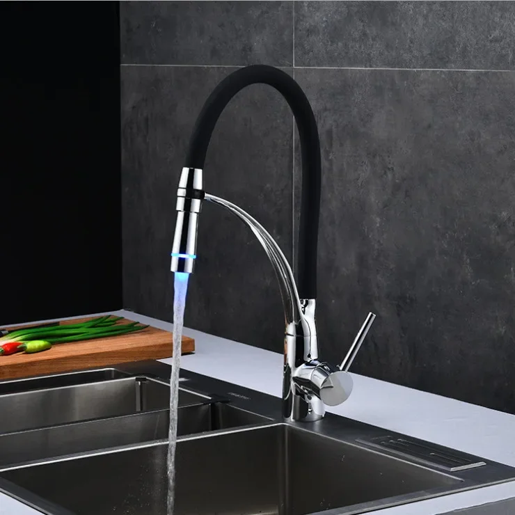Kitchen Sink Copper Faucet Black Tube Led Pull-out Kitchen Dish Hot and Cold Faucet
Kitchen Sink Copper Faucet Black Tube Led Pull-out Kitchen Dish Hot and Cold Faucet