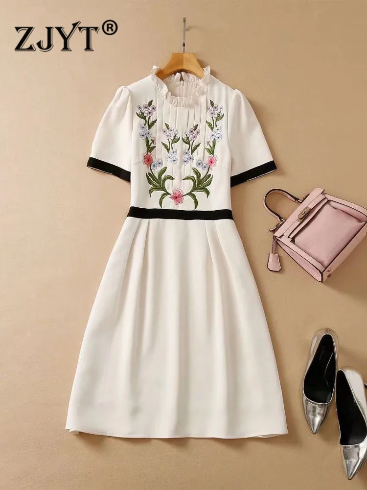 ZJYT Runway Fashion Flower Embroidery Dress Summer 2022 Woman Clothes Elegant Ruffled Collar Short Sleeve Sweet Party Vestidos
ZJYT Runway Fashion Flower Embroidery Dress Summer 2022 Woman Clothes Elegant Ruffled Collar Short Sleeve Sweet Party Vestidos