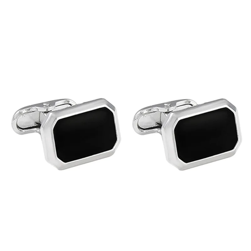 

1.8*1.2cm Rectangle Black Classic Cufflinks Baking Paint Man Wedding Souvenirs For Luxury Brand Jewelry Lawyer Fathers Day