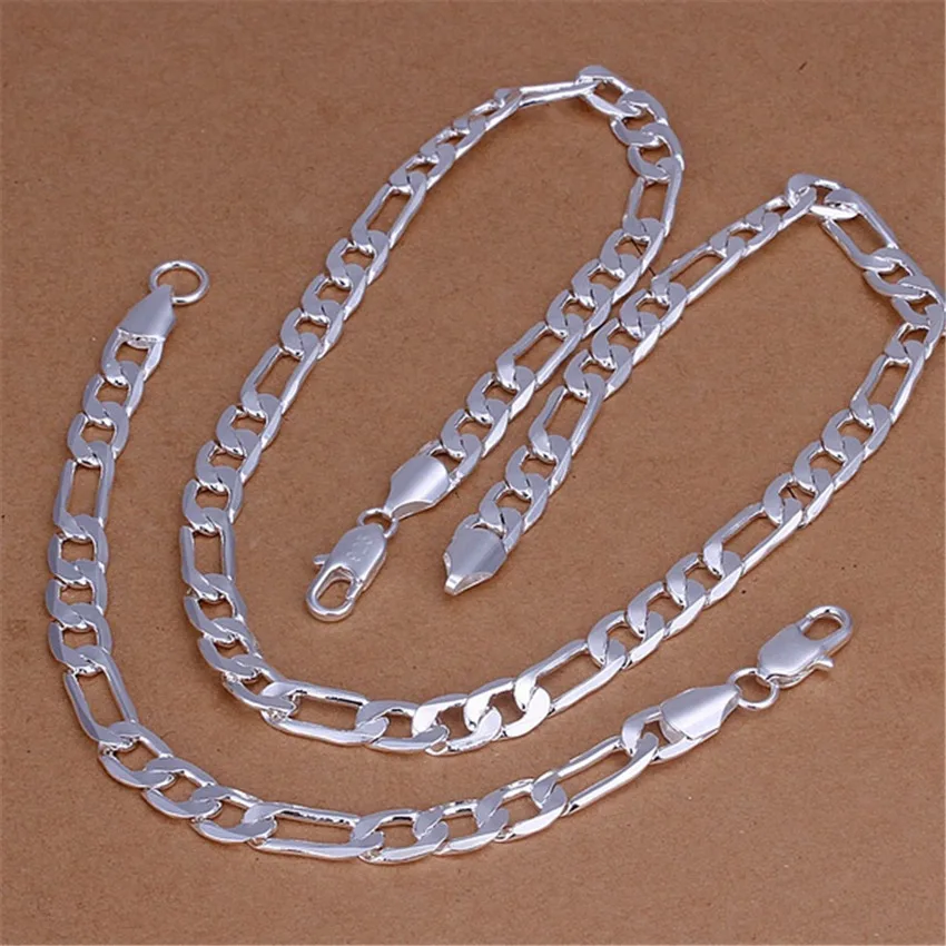 925New Silver Color Jewelry Sets Factory Direct High925quality Fashion Male 8MM Geometric Figaro Necklace Bracelets
925New Silver Color Jewelry Sets Factory Direct High925quality Fashion Male 8MM Geometric Figaro Necklace Bracelets