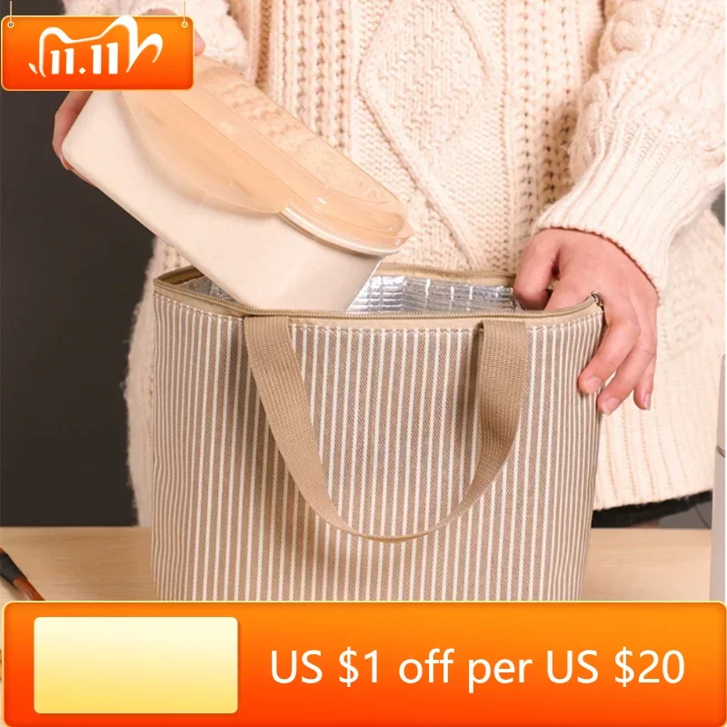 Brown Striped Insulated Lunch Bag for Women Waterproof Work Food Pouch Portable Thermal Bags Picnic Travel Lunchbox Container
Brown Striped Insulated Lunch Bag for Women Waterproof Work Food Pouch Portable Thermal Bags Picnic Travel Lunchbox Container