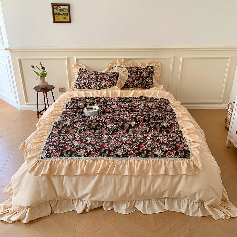 100%Cotton Vintage French Oil Painting Rose Bed Skirt Bedding Set Flowers Ruffles Quilt Cover Set Flat/Fitted Sheet Pillowcases
100%Cotton Vintage French Oil Painting Rose Bed Skirt Bedding Set Flowers Ruffles Quilt Cover Set Flat/Fitted Sheet Pillowcases