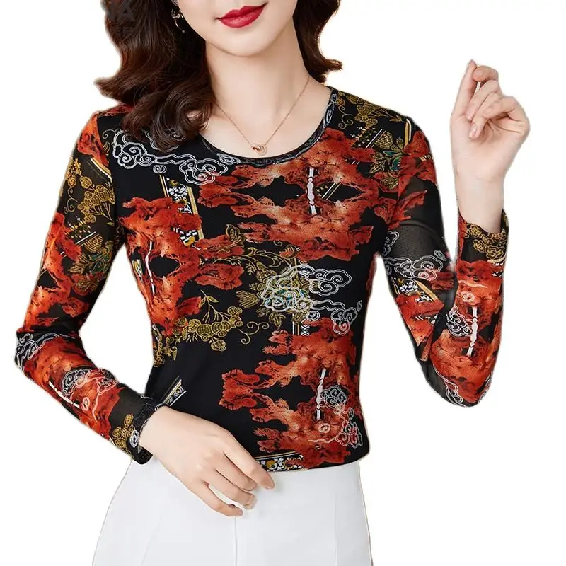 Blusas mujer de moda 2022 Spring floral Long Sleeve Blouse Women Korean fashion Elasticity sexy Tops Mesh Shirt chemisier femme 
Blusas mujer de moda 2022 Spring floral Long Sleeve Blouse Women Korean fashion Elasticity sexy Tops Mesh Shirt chemisier femme