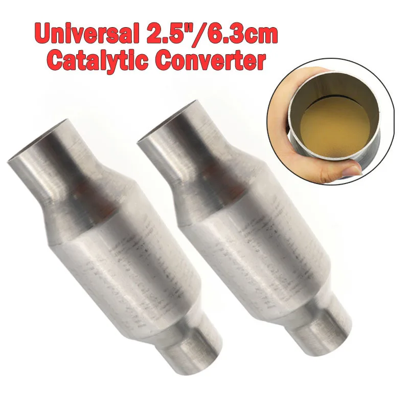 

2pcs 2.5" Universal 400 Holes Car Catalytic Converter Exhaust Systems Muffler Length 11" Stainless Steel Engine Accessorie