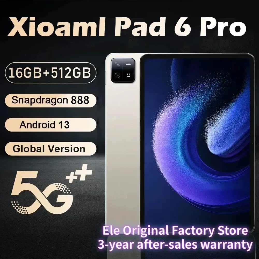 2023 Original Global Version Tablet Android 13.0 Pad 6 Pro 12GB+512GB Snapdragon 888 TabletsPC 5G Dual SIM Card or WIFI HD 4K 
2023 Original Global Version Tablet Android 13.0 Pad 6 Pro 12GB+512GB Snapdragon 888 TabletsPC 5G Dual SIM Card or WIFI HD 4K