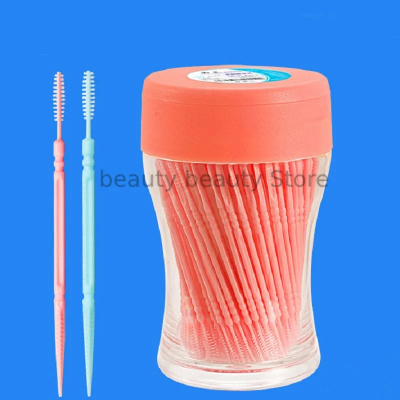 

Sdotter 200pcs/box Micro Dental Brush Double-headed Toothpick Oral Care Teeth Sticks Floss Pick Tooth Cleaning Interdental Tooth